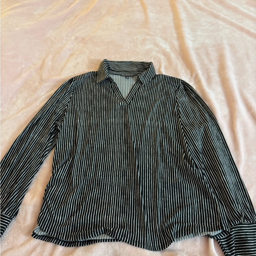 Adrianna Papell Black and White Striped Top